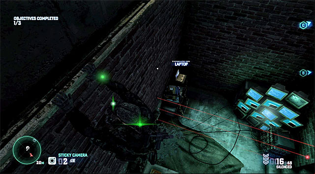 The laptop is past the laser beams - Grim's missions - Blacklist Laptops - Tom Clancys Splinter Cell: Blacklist - Game Guide and Walkthrough