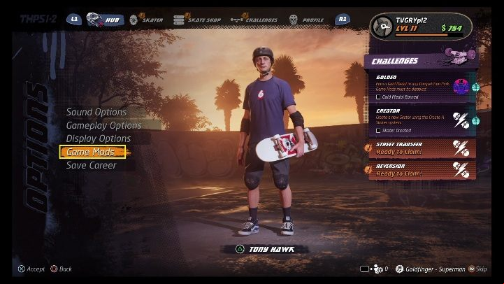 To enter cheats, you have to go to the settings - Tony Hawks Pro Skater 1+2: Cheats - Appendix - Tony Hawks Pro Skater 1+2 Guide
