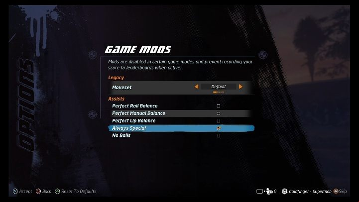 In the settings, find the Game Mods - Tony Hawks Pro Skater 1+2: Cheats - Appendix - Tony Hawks Pro Skater 1+2 Guide
