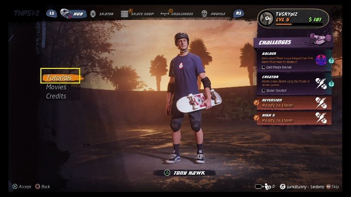 If you want to play the tutorial again, you can do it in the game menu - Tony Hawks Pro Skater 1+2: Tutorial - how to do it? - FAQ - Tony Hawks Pro Skater 1+2 Guide