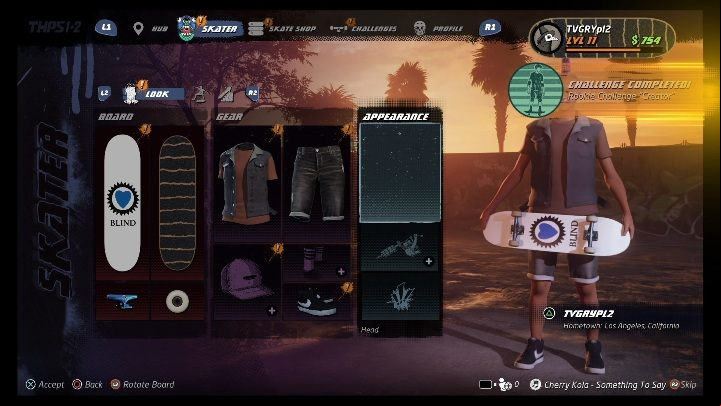 You can choose - Tony Hawks Pro Skater 1+2: Character creation - Basics - Tony Hawks Pro Skater 1+2 Guide