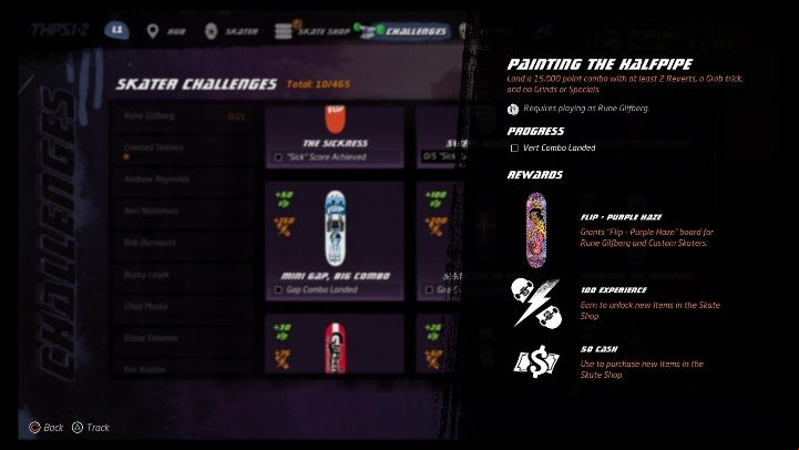 Each character available in the game has its own challenges - Tony Hawks Pro Skater 1+2: Rune Glifberg guide, skills - Original skaters - Tony Hawks Pro Skater 1+2 Guide