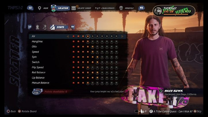 Basic skills can be developed with the points - Tony Hawks Pro Skater 1+2: Riley Hawk guide, skills - New skaters - Tony Hawks Pro Skater 1+2 Guide