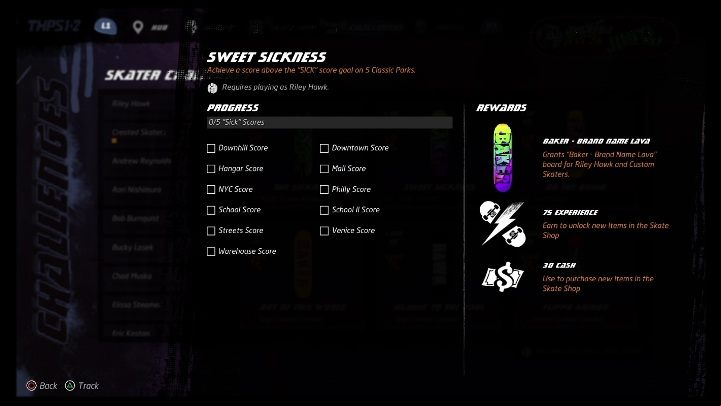 Each character available in the game has its own challenges - Tony Hawks Pro Skater 1+2: Riley Hawk guide, skills - New skaters - Tony Hawks Pro Skater 1+2 Guide
