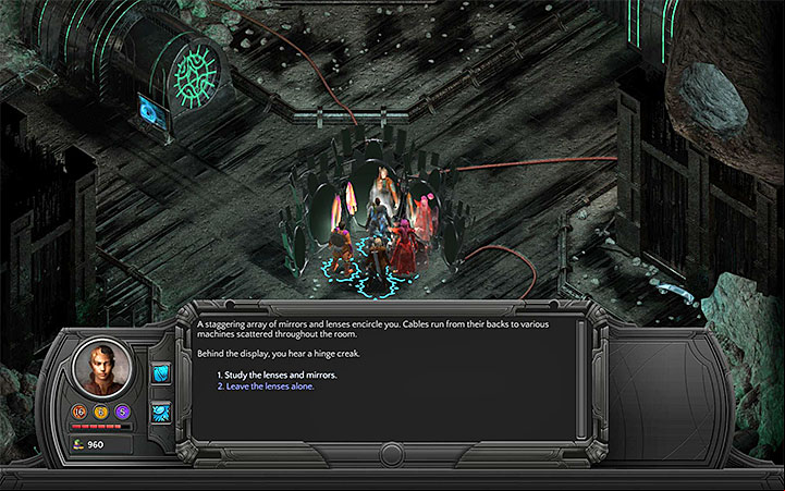 By examining the mirror you can acquire a valuable artifact, but you can also face many dangers - Sticha Lair / Buried Crossroads Map - M11 - Sagus Cliffs: Underbelly - Torment: Tides of Numenera Game Guide