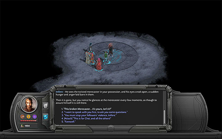 If you chose a peacefull approach, you can broach the subject of the found merecaster. - Endless Horror - side quest walkthrough | Valley of Dead Heroes - Valley of Dead Heroes - Torment: Tides of Numenera Game Guide
