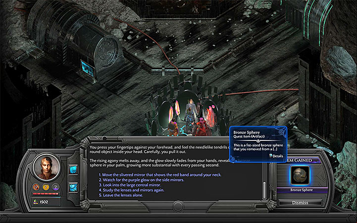 Interact with the small oval mirror and take the Bronze Sphere - All Torment: Tides of Numenera Achievements / Trophies - Strategy Guide - Torment: Tides of Numenera Game Guide