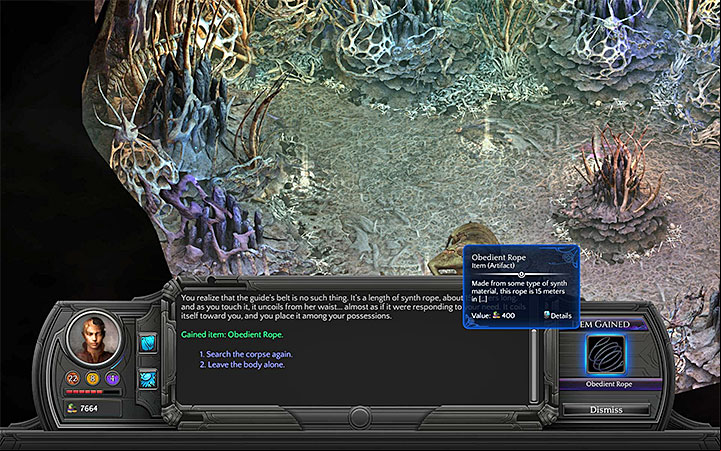 The Obedient Rope can be found next to the corpse - Into the Depths - main quest walkthrough | Bloom Heart - Bloom: Bloom Heart - Torment: Tides of Numenera Game Guide