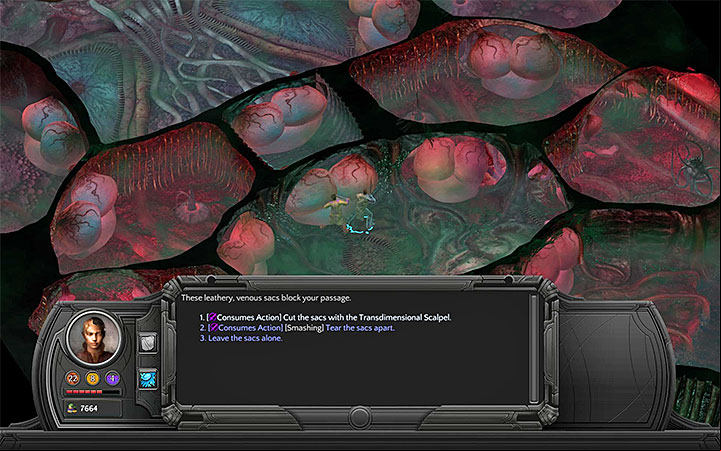You can try to break through the central section of the map or reach the Tongue Clusters located on the sides - Into the Depths - main quest walkthrough | Bloom Heart - Bloom: Bloom Heart - Torment: Tides of Numenera Game Guide