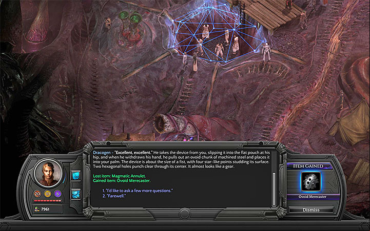 Exchange one of the items for the Ovoid Merecaster - All Merecasters in Torment: Tides of Numenera - Puzzles and additional activities - Torment: Tides of Numenera Game Guide