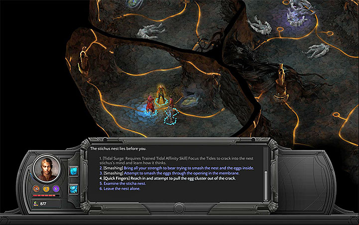 One of the clusters - to acquire the eggs you can use e.g. the Quick Fingers ability - Shaky Foundations - side quest walkthrough | Underbelly - Sagus Cliffs: Underbelly - Torment: Tides of Numenera Game Guide