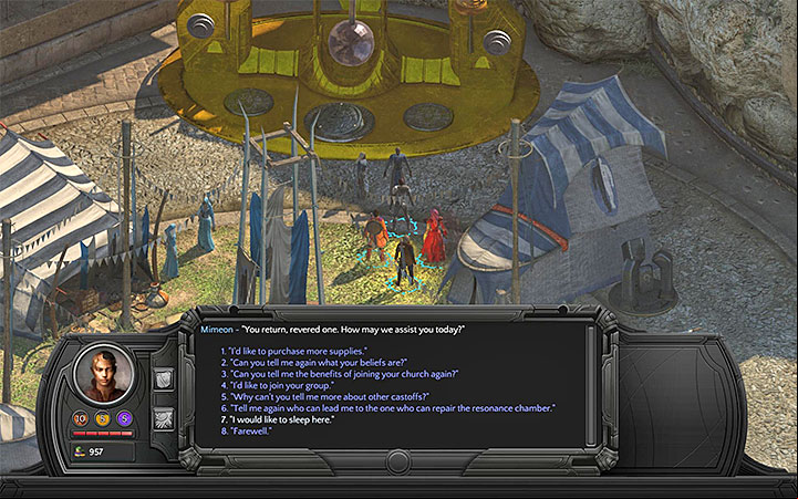 You can pay for rest, say that you are The Changing God or try to the cultists. - Circus Minor Map - M3 - Sagus Cliffs: Circus Minor - Torment: Tides of Numenera Game Guide