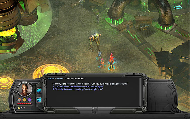 The Master Foreman can create a Stichus Automaton, which you need to reach the lair - The Cold, Calculating Jack - main quest walkthrough | Underbelly - Sagus Cliffs: Underbelly - Torment: Tides of Numenera Game Guide