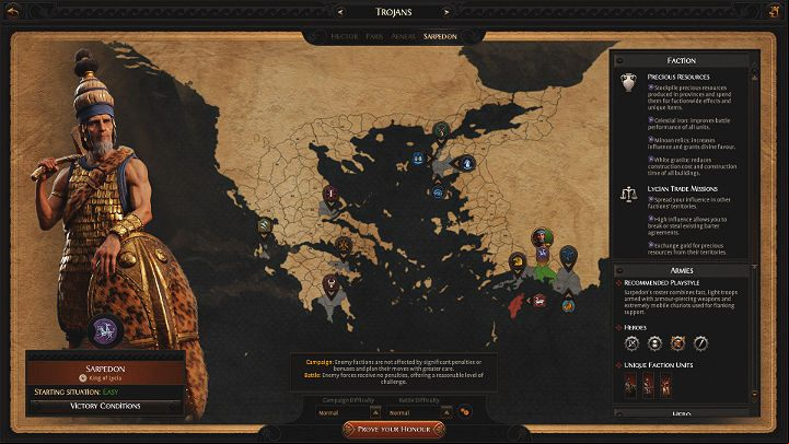 Playing as Sarpedon, you get a +5% bonus to the speed of movement for chariot units - Total War Troy: Sarpedon guide - bonuses, faction units, builds - Heroes - Total War Troy Guide