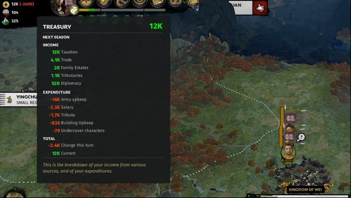 Treasury level and its status in the next round. - Preparing for war with other factions in Total War Three Kingdoms - Basics - Total War Three Kingdoms Guide