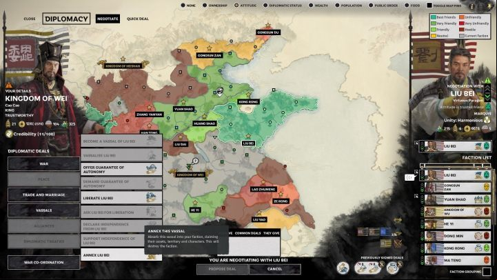 Sometimes its worth using diplomacy to gain territory without a fight. - Preparing for war with other factions in Total War Three Kingdoms - Basics - Total War Three Kingdoms Guide