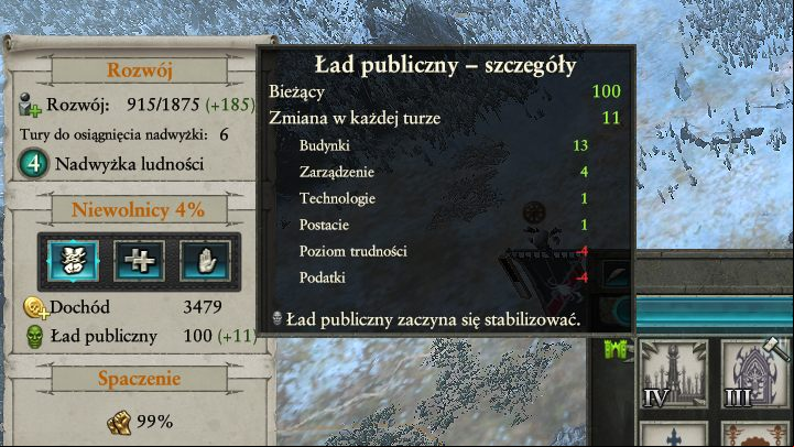 Hover over the public order icon to learn more. - Controlling Public Order and Corruption | Campaign Map Gameplay - Campaign Map Gameplay - Total War: Warhammer II Game Guide