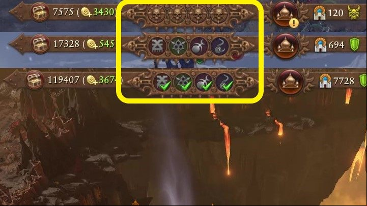 The symbols of the gods of Chaos are right next to it - Total War Warhammer 3: Interface - Campaign Map - Total War Warhammer 3 Guide
