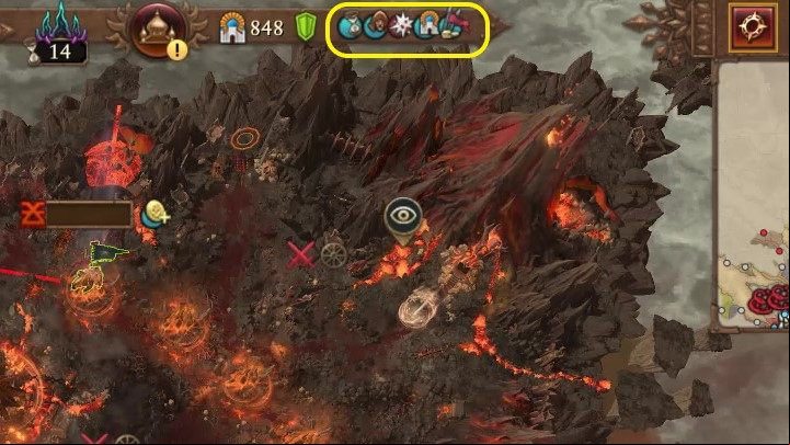 On the right side of the middle bar, you have the effects that are currently affecting your faction - Total War Warhammer 3: Interface - Campaign Map - Total War Warhammer 3 Guide