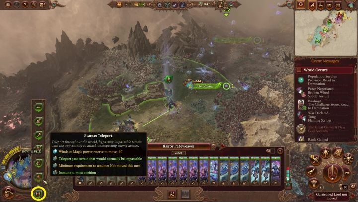 You can select the movement stance below the lord's portrait - Total War Warhammer 3: Tzeentch - unique mechanics - Tzeentch - Total War Warhammer 3 Guide