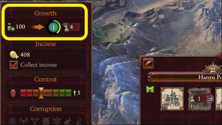 You can check the development of your settlement on the left side of the screen - at the top of the province - Total War Warhammer 3: Settlement development, buildings and climate - Basics - Total War Warhammer 3 Guide