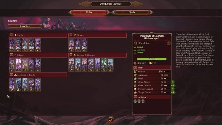 If you select a unit, all the necessary information about it will appear on the right side - Total War Warhammer 3: Units - Military - Total War Warhammer 3 Guide
