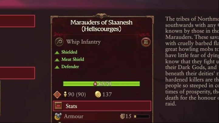 The characteristics of a given unit are at the very top - Total War Warhammer 3: Units - Military - Total War Warhammer 3 Guide