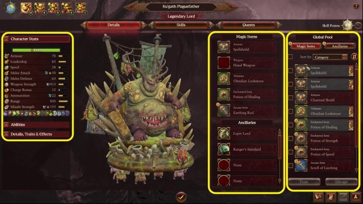 A tab will open, set by default to the equipment (although you can switch between its pages) - Total War Warhammer 3: Equipment and missions - details - Lords and heroes - Total War Warhammer 3 Guide