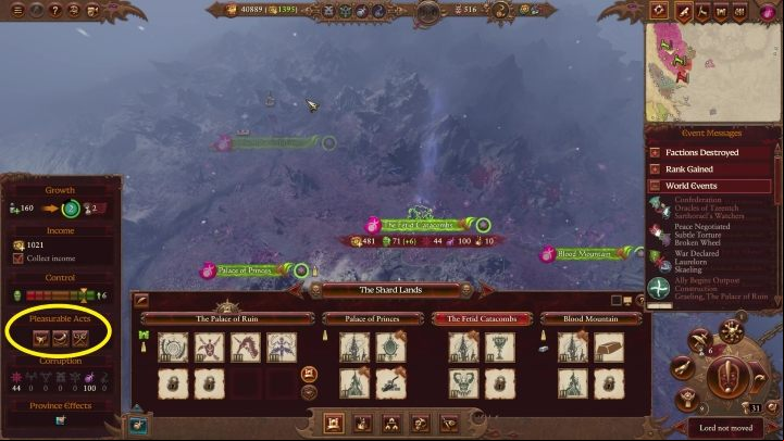 The difference from commandments is that here, you can do it even in incomplete provinces - Total War Warhammer 3: Slaanesh - unique mechanics - Slaanesh - Total War Warhammer 3 Guide