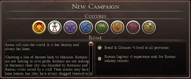 Once you decide which culture you want to represent, you have to choose a particular faction - New campaign - Game Guide - Total War: Rome II Game Guide