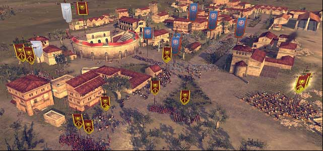 Cavalry (right flank) is about to attack mob in the city. - Prologue | Total War: Rome II - Game Guide - Total War: Rome II Game Guide