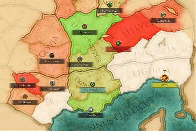 You should start your game from opening diplomacy window - Victory conditions and the first steps - Faction - Rome - Total War: Rome II - Caesar in Gaul - Game Guide and Walkthrough