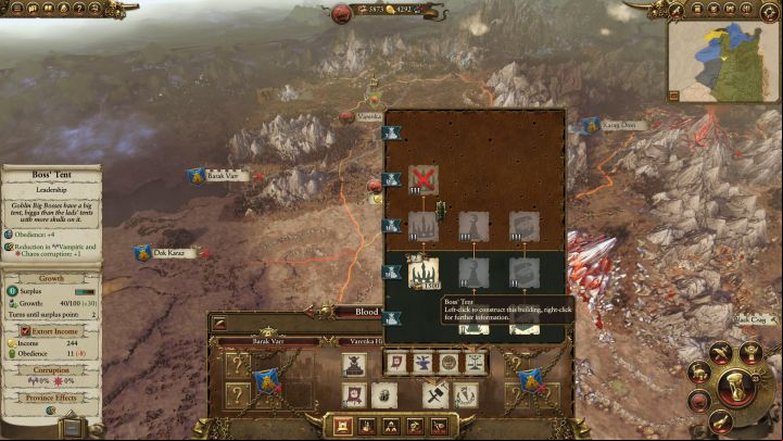 Boss Tents will increase obedience and decrease corruption. - Greenskins Campaign Walkthrough and Tips - Greenskins - Total War: Warhammer Game Guide