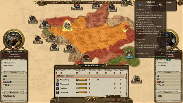 You can check relations with a specific faction by hovering the mouse over its portrait. - Diplomacy and trade - Tips for a good start - Total War: Warhammer Game Guide