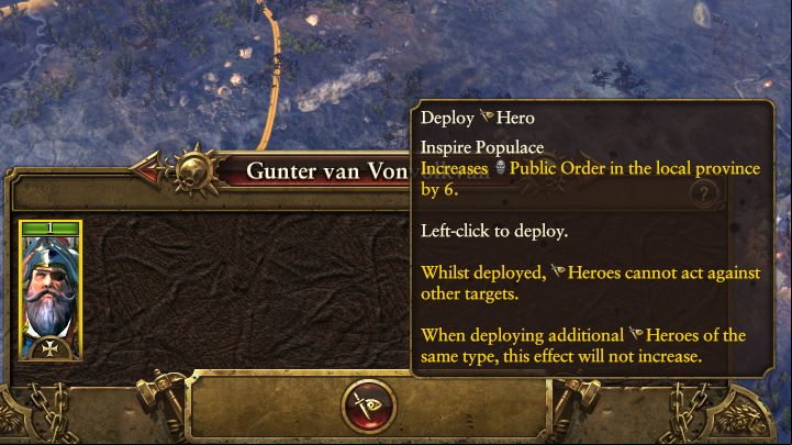 Each hero can be deployed in a province. - Using heroes and its consequences - Heroes - Total War: Warhammer Game Guide