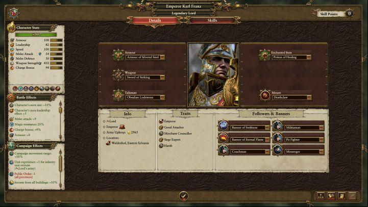 Inventory screen allows you to select items, followers and banners. - Heroes and Lords - abilities and equipment - Heroes - Total War: Warhammer Game Guide