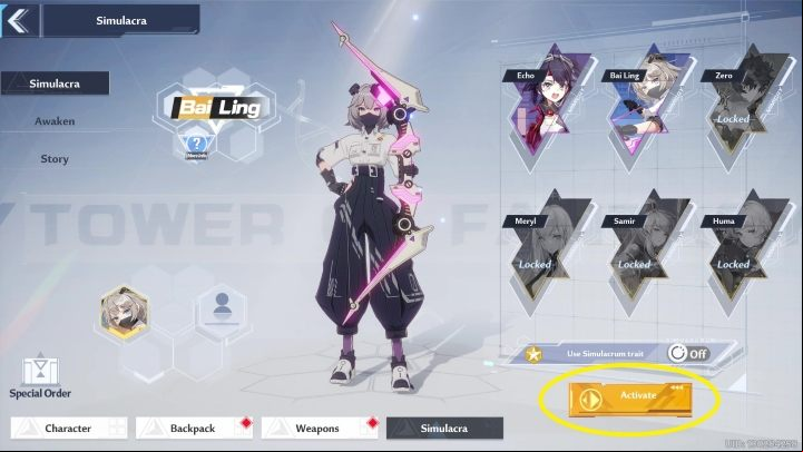 The player can switch their character to one of the owned Simulacra at any moment - Tower of Fantasy: Simulacra - Basics - Tower of Fantasy Guide