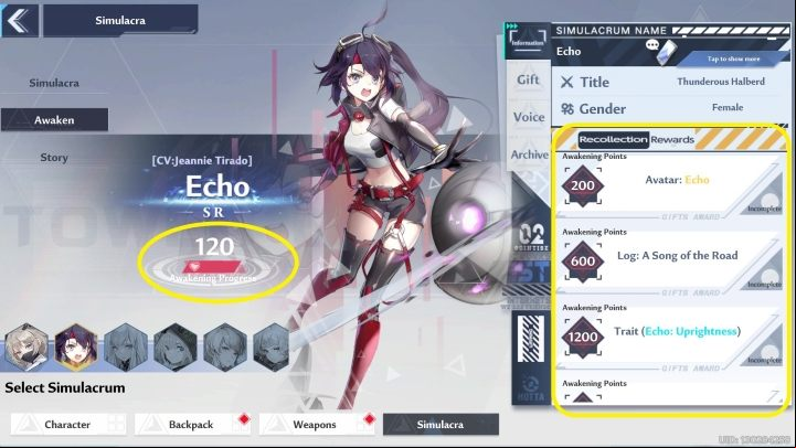 Gifts increase the Awakening progress of Simulacra - Tower of Fantasy: Simulacra - Basics - Tower of Fantasy Guide