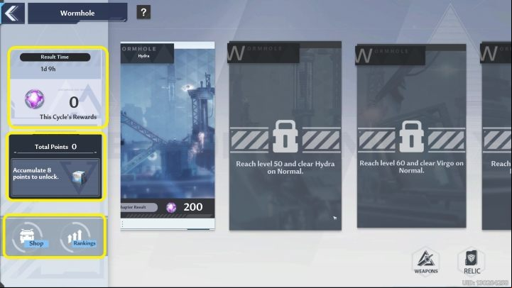 Starting the mode displays the menu pictured above - Tower of Fantasy: Wormhole - Adventure - Tower of Fantasy Guide