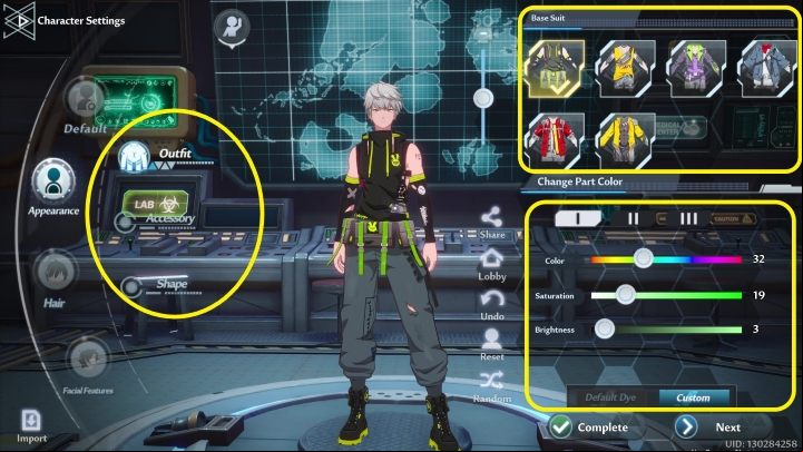 The first one (Outfit) will let you choose your outfit - Tower of Fantasy: Character creation and customization - Basics - Tower of Fantasy Guide