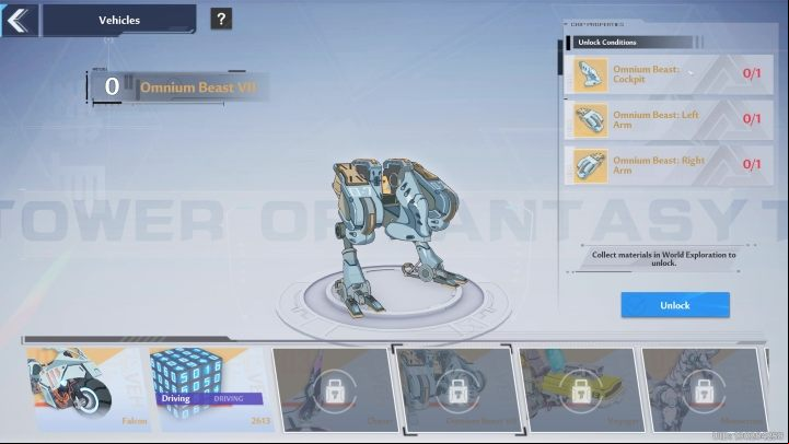 Unlocking Omnium Beast VII requires obtaining 3 parts - Tower of Fantasy: Vehicles - list of all, how to unlock? - Basics - Tower of Fantasy Guide