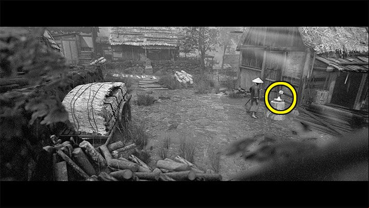 You'll find this artifact further down your route through the village - Trek to Yomi: Chapter 2 - list of all secrets and collectibles - Secrets & Collectibles - Trek to Yomi Guide