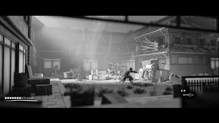 Every time you get rid of the summoned enemies, wait for the wraith to lose its cover - the objects around it will stop levitating and the enemy will lower the altitude - Trek to Yomi: Chapter 5 - walkthrough - Walkthrough - Trek to Yomi Guide