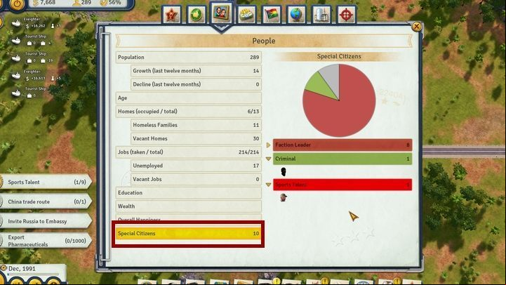Due to the fact that searching for special citizens is one of your tasks, you have to increase their detectability - Ballgame - Islands Walkthrough - Tropico 6 Guide