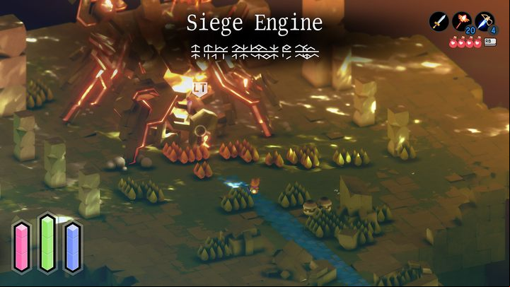 The Siege Engine is a robotic, spider-like creature that possesses a wide variety of combat skills - Tunic: Siege Engine - boss, how to beat? - Bosses - Tunic Guide