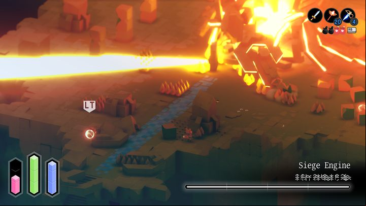 Of course, you will have to stay in motion all the time, because as you try to stay behind the enemy it will constantly try to turn around - Tunic: Siege Engine - boss, how to beat? - Bosses - Tunic Guide