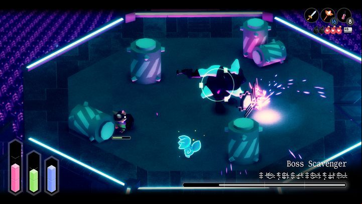 So, that's it in of defense, but you still have to decrease the boss' health bar - Tunic: Boss Scavenger - boss, how to beat? - Bosses - Tunic Guide
