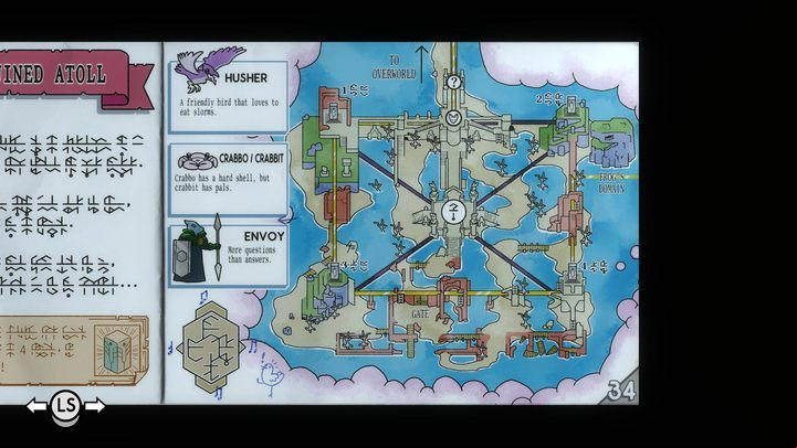 The Ruined Atoll (map above) is a complex of interconnected islets scattered on a square area - Tunic: The Ruined Atoll - how to complete it? - Locations - Tunic Guide