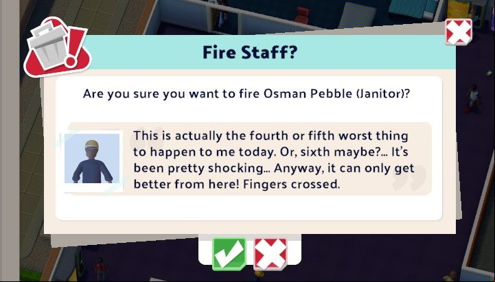 If you are sure of your decision, confirm your choice - Two Point Campus: Employees - how to fire? - FAQ - Two Point Campus Guide