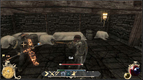 The first part of the mission is recovering the cursed Grimoire of Elah, which can be found in the dorms (M23:7) - Grimoire of Elah, Feeling Well | Quests - Necromancers Guild - Quests - Necromancers Guild - Two Worlds II Game Guide